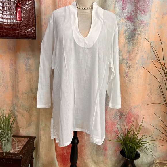 📌Mossimo Supply Co. Stand Up Collar Long Plus Size Cotton Blouse - Picture 1 of 14